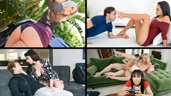 Nina Elle és Ivy Lebelle házasságtörő nagy mellű milf-jei fiatal csődörök által nyújtogatva