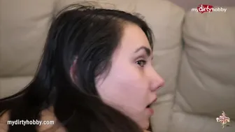 Beautiful teenage girl gets a huge taste