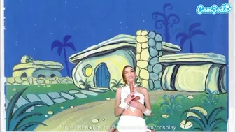 Mignon adolescent wilma pierre dans cosplay masturber et sucer l'énorme pot