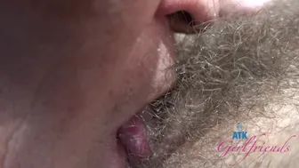 She says hello to Sia Wood's hairy pussy, she sucks a good one, and she lets me go deep