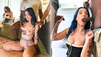 Blind eyes for the jealous stallion - double-bbc cheating in French fur