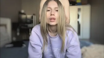 Teenage blonde bomb shows his body and helps his friend enjoy it after hot fuck