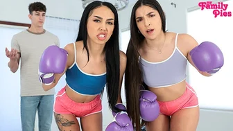 Bianca és Madison vadul versengenek, ki ülhet először mostohatesó kemény farkára