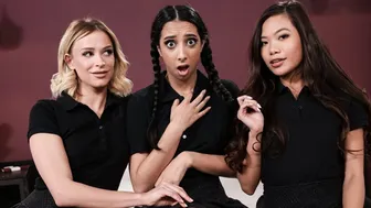 坏骨女同性恋学生享受热门三人